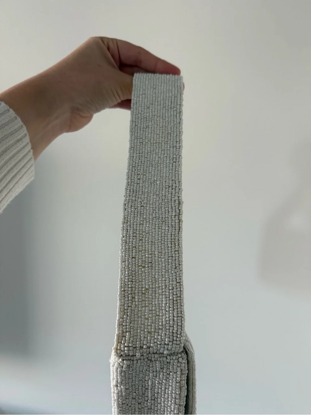 White Beaded Travel Patch Shoulder Bag - Picture 6 of 6